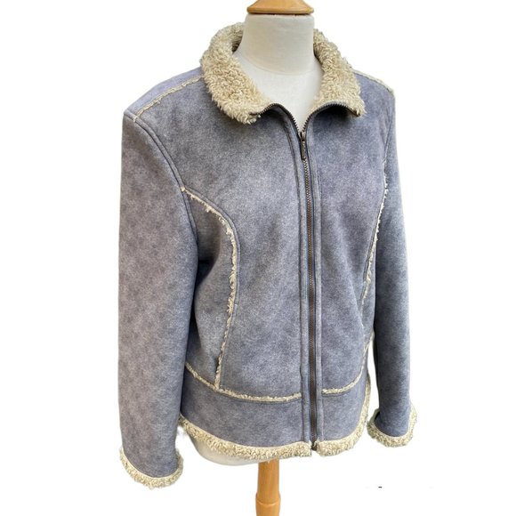 Cabela’s Faux Suede Sherpa Lined Shearling Western Coat Sz M Cowgirl Ranch Fall